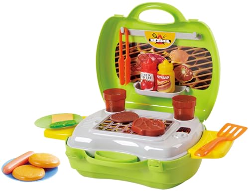 BBQ-Koffer von PLAY 22-TLG. Tischgrill m. Zubehör Grill Utensilien Spielset +24M von PLAY