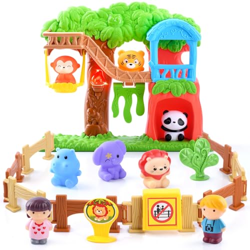 PLAY 20 Stücke Zoo Spielzeug Set, Tiere Spielzeug Tierfiguren Set mit Figuren, Baumhaus, Realistischen Lichtern und Geräuschen, Tierspielzeug Set für Kinder ab 1-3 | Geschenkidee für Jungen & Mädchen PLAY 20 Stücke Zoo Spielzeug Set, Tiere Spielzeug Tierfiguren Set mit Figuren, Baumhaus, Realistischen Lichtern und Geräuschen, Tierspielzeug Set für Kinder ab 1-3 | Geschenkidee für Jungen & Mädchen von PLAY