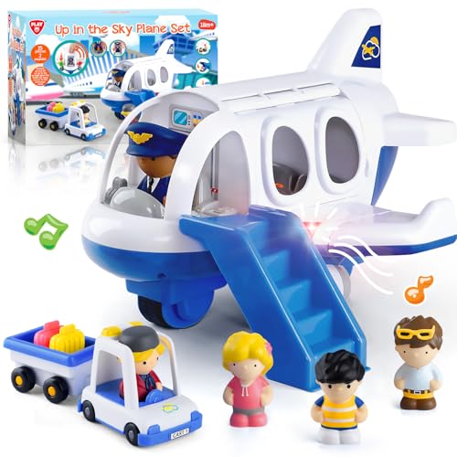 PLAY Reise Flugzeug Spielzeug Set, Kinder Flugzeug Spielzeug mit Gepäckwagen, Charakterpuppen, Realistische Geräusche & Lichter, Airplane Toy Set für Kinder Jungen Mädchen Geschenke Geburtstag (Blau) PLAY Reise Flugzeug Spielzeug Set, Kinder Flugzeug Spielzeug mit Gepäckwagen, Charakterpuppen, Realistische Geräusche & Lichter, Airplane Toy Set für Kinder Jungen Mädchen Geschenke Geburtstag (Blau) von PLAY