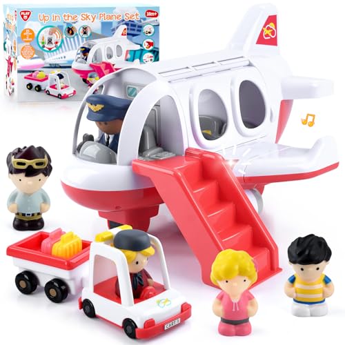 PLAY Reise Flugzeug Spielzeug Set, Kinder Flugzeug Spielzeug mit Gepäckwagen, Charakterpuppen, Realistische Geräusche & Lichter, Airplane Toy Set für Kinder Jungen Mädchen Geschenke Geburtstag (Rot) PLAY Reise Flugzeug Spielzeug Set, Kinder Flugzeug Spielzeug mit Gepäckwagen, Charakterpuppen, Realistische Geräusche & Lichter, Airplane Toy Set für Kinder Jungen Mädchen Geschenke Geburtstag (Rot) von PLAY