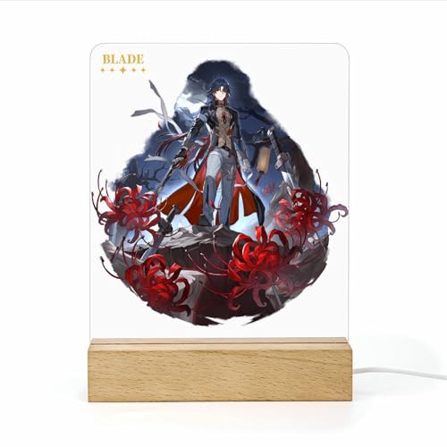 PLAYDOM Honkai:Star Rail Silver Wolf Raiden Firefly Dan Heng Himeko Imbibitor Lunae 3D Anime Nachtlicht Home Room Decor Tisch Led Acryl Nachtlicht (Blade) von PLAYDOM