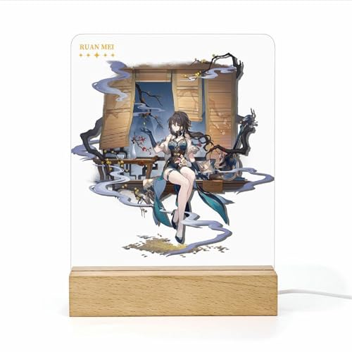 PLAYDOM Honkai:Star Rail Silver Wolf Raiden Firefly Dan Heng Himeko Imbibitor Lunae 3D Anime Nachtlicht Home Room Decor Tisch Led Acryl Nachtlicht (Ruan MEI) von PLAYDOM