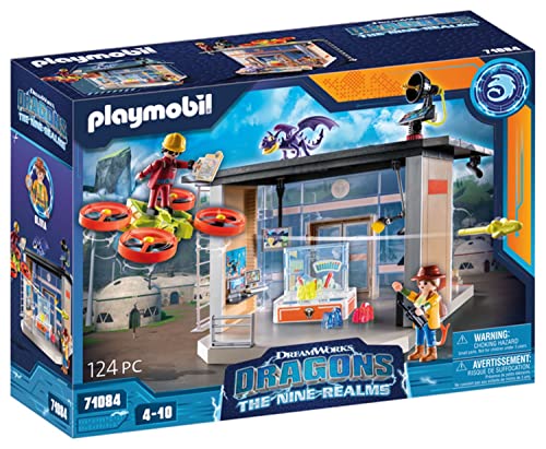 PLAYMOBIL DreamWorks Dragons 71084 Dragons: The Nine Realms - Icaris Lab, Dragons-Figur, Spielzeug-Drache und Drohne mit Geschoss, Spielzeug für Kinder ab 4 Jahren von PLAYMOBIL