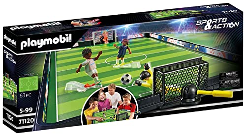 PLAYMOBIL Sports & Action 71120 Fußball-Arena, Tischkicker für Kinder: 2 Tormänner, 2 Fußballer mit Kickfunktion, 3 Kickerbälle, Spielzeug für Kinder ab 5 Jahren von PLAYMOBIL