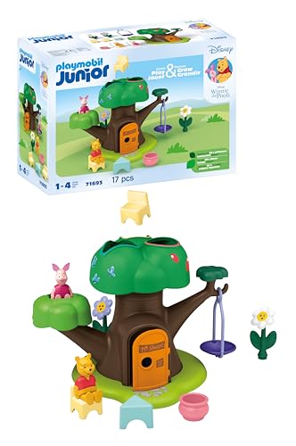 PLAYMOBIL JUNIOR & Disney 71693 Winnie Puuhs & Ferkels Baumhaus, inklusive Schaukel und Sortierfunktion, nachhaltiges Spielzeug aus pflanzenbasierten Kunststoffen, für Kinder ab 1 Jahr von PLAYMOBIL