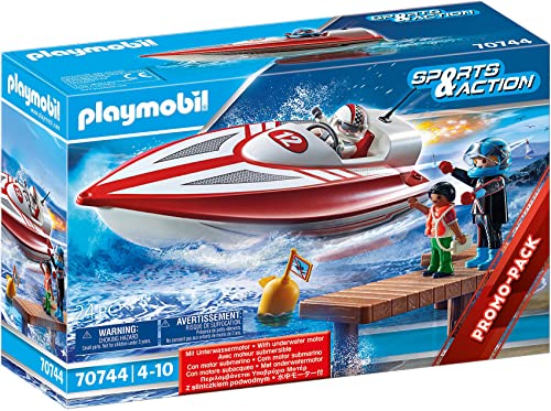 PLAYMOBIL Sports & Action 70744 Speedboot mit Unterwassermotor, Schwimmfähig, Ab 4 Jahren von PLAYMOBIL