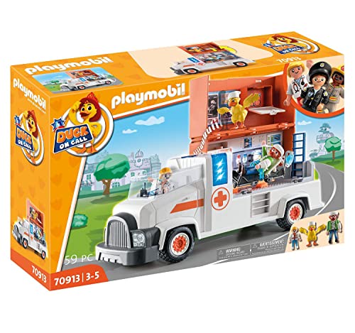 PLAYMOBIL DUCK ON CALL 70913 Notarzt Truck mit Station, Licht und Sound, Spielzeug für Kinder ab 3 Jahren von PLAYMOBIL