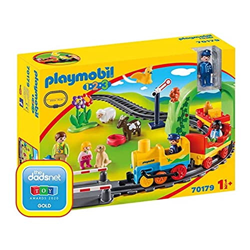 PLAYMOBIL 1.2.3 70179 Meine erste Eisenbahn mit Tunnel, Schienen und 3 Waggons zum Verbinden, ab 1,5 Jahren von PLAYMOBIL