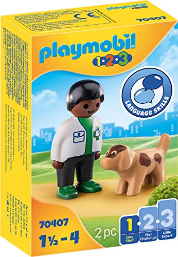 PLAYMOBIL 1.2.3 70407 Tierarzt mit Hund Ab 18 Monaten von PLAYMOBIL