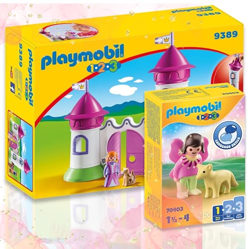 PLAYMOBIL 1.2.3 - Schlösschen mit Stapelturm 1.2.3 - Feenfreundin mit Fuchs - Magische Spielwelten entdecken! von PLAYMOBIL