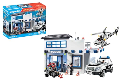 PLAYMOBIL Action Heroes 71602 Polizeistation, große Kommandostation mit Polizei-Helikopter und vielen spannenden Details, actionreiches Spielzeug für Kinder ab 4 Jahren von PLAYMOBIL