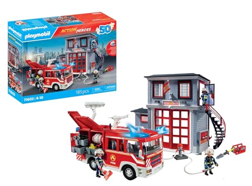 PLAYMOBIL Action Heroes 71603 Feuerwehr-Megaset, großes Feuerwehr-Set mit Einsatzteam und zahlreichen Accessoires, actionreiches Spielzeug für Kinder ab 4 Jahren von PLAYMOBIL