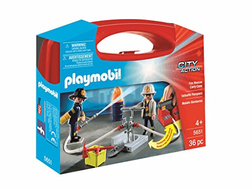 PLAYMOBIL 5651 City Action Mitnehm-Feuerwehrset mit funktionsfähiger Wasserpumpe von PLAYMOBIL