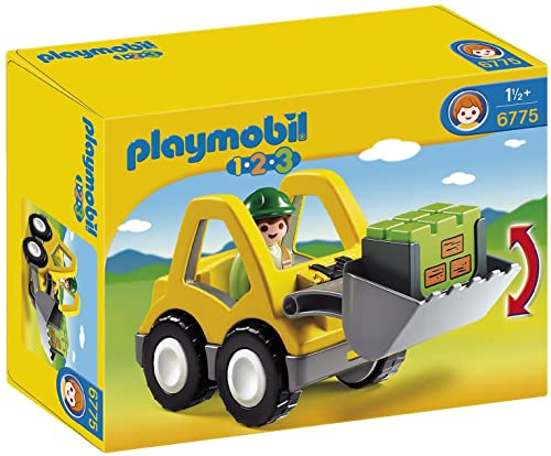 PLAYMOBIL 1.2.3 6775 Radlader, Schaufel heb- und senkbar, mit Anhängerkupplung, ab 1,5 Jahren von PLAYMOBIL