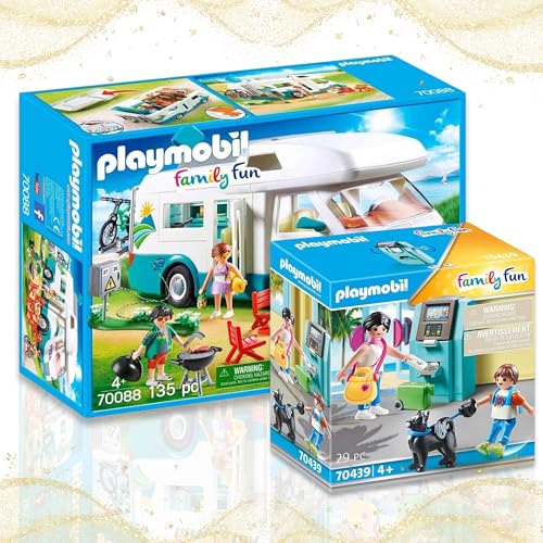 PLAYMOBIL 70088 Familien-Wohnmobil 70439 Urlauber mit Geldautomat - Das perfekte Set für realistische Ferienabenteuer! von PLAYMOBIL