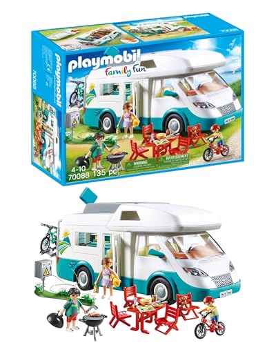 PLAYMOBIL Family Fun 70088 Familien-Wohnmobil mit abnehmbaren Dach und vielem Zubehör, Ab 4 Jahren von PLAYMOBIL