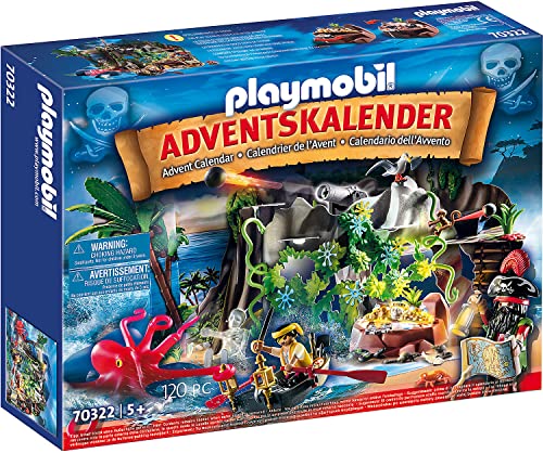 PLAYMOBIL Adventskalender 70322 Schatzsuche in der Piratenbucht mit zahlreichen Figuren, Tieren und Zubehörteilen hinter jedem Türchen, 120-teilig, Für Kinder ab 5 Jahren von PLAYMOBIL