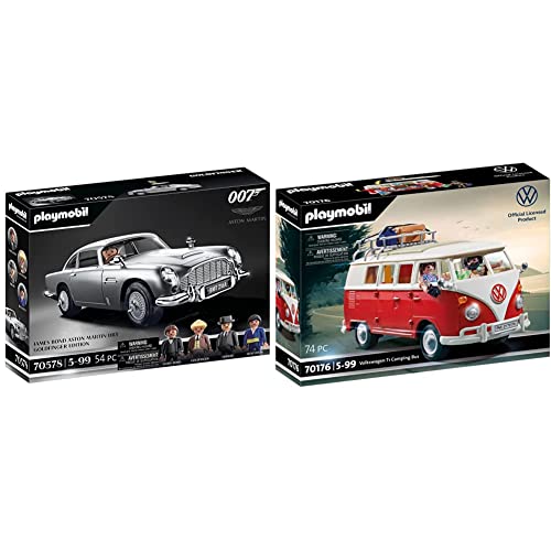 PLAYMOBIL 70578 James Bond Aston Martin DB5 - Goldfinger Edition, Für James-Bond-Fans, Sammler und Kinder von 5-99 Jahren & 70176 Volkswagen T1 Camping Bus, ab 5 Jahren von PLAYMOBIL