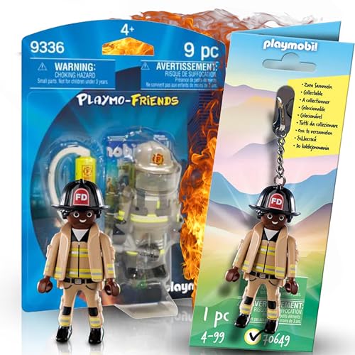 PLAYMOBIL 70649 Schlüsselanhänger Feuerwehrmann 9336 Feuerwehrmann: Action für unterwegs und heldenhafte Abenteuer zuhause! von PLAYMOBIL