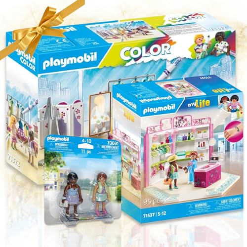 PLAYMOBIL 70691 Duo Pack Shopping-Girls 71372 Color Fashionboutique 71537 Beauty Boutique - Modische Shopping-Abenteuer! von PLAYMOBIL