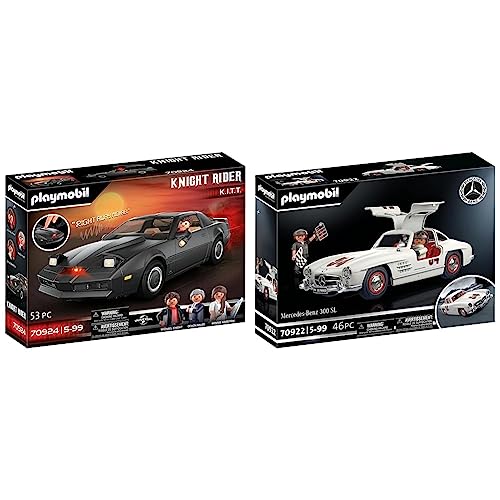 PLAYMOBIL 70924 Knight Rider - K.I.T.T., Mit original Licht und Sound & 70922 Mercedes-Benz 300 SL, Modellauto für Erwachsene und Spielzeugauto für Kinder, 5-99 Jahre von PLAYMOBIL