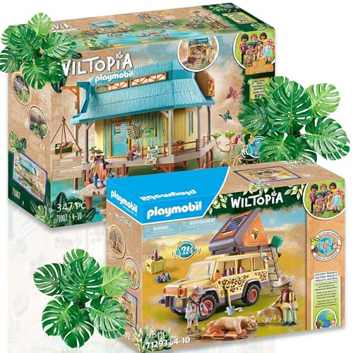 PLAYMOBIL 71007 Wiltopia - Tierpflegestation 71293 Wiltopia - Mit dem Geländewagen bei den Löwen – Spannende Abenteuer in der Wildnis! von PLAYMOBIL