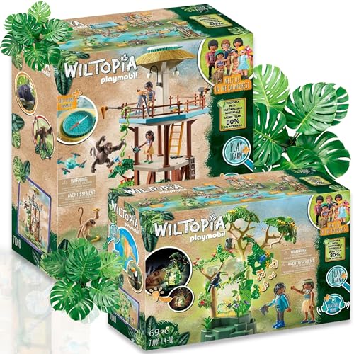 PLAYMOBIL 71008 Wiltopia - Forschungsturm mit Kompass 71009 Wiltopia - Nachtlicht Regenwald Abenteuerliche Expeditionen und magische Nächte im Regenwald! von PLAYMOBIL