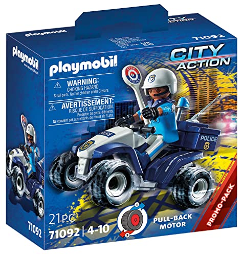 PLAYMOBIL City Action 71092 Polizei-Speed Quad mit Rückzugsmotor, Spielzeug für Kinder ab 4 Jahren von PLAYMOBIL