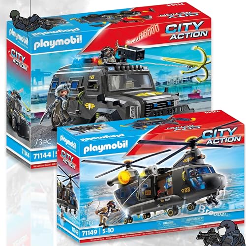 PLAYMOBIL 71144 SWAT-Geländefahrzeug 71149 SWAT-Rettungshelikopter – Actionreiche Einsätze für kleine Helden! von PLAYMOBIL