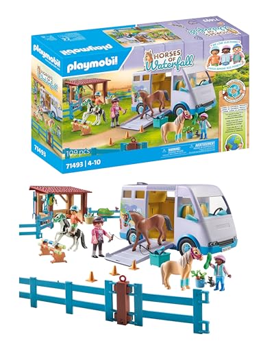 PLAYMOBIL Horses of Waterfall 71493 Mobile Reitschule, spielerisches Lernen des Pferdereitens, Abenteuer auf der Waterfall Ranch, detailreiches Spielzeug für Kinder ab 4 Jahren von PLAYMOBIL