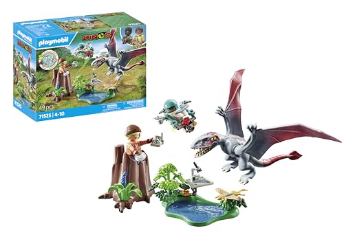 PLAYMOBIL Dinos 71525 Beobachtungsstation für Dimorphodon, inklusive Drohne mit Kamera sowie weiteren spannendes Accessoires, nachhaltiges Spielzeug für Kinder ab 4 Jahren von PLAYMOBIL