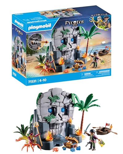 PLAYMOBIL Pirates 71531 Totenkopfinsel, spannungsgeladenes Abenteuer auf der Kristallschädel-Insel, inklusive Piratenfigur und gefährlichem Krabbenmann, detailreiches Spielzeug für Kinder ab 4 Jahren von PLAYMOBIL