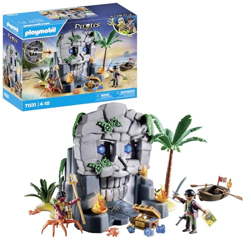 PLAYMOBIL Pirates 71531 Totenkopfinsel, spannungsgeladenes Abenteuer auf der Kristallschädel-Insel, inklusive Piratenfigur und gefährlichem Krabbenmann, detailreiches Spielzeug für Kinder ab 4 Jahren von PLAYMOBIL