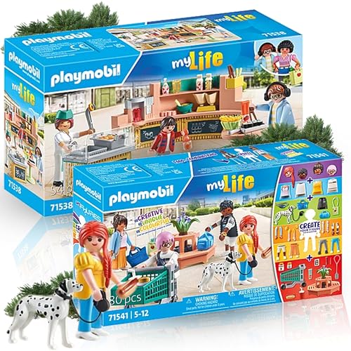 PLAYMOBIL 71538 Food Lounge 71541 My Figures: Shopping – Erlebe kulinarischen Genuss und Shopping-Spaß in der farbenfrohen Welt für kreative Rollenspiele von PLAYMOBIL