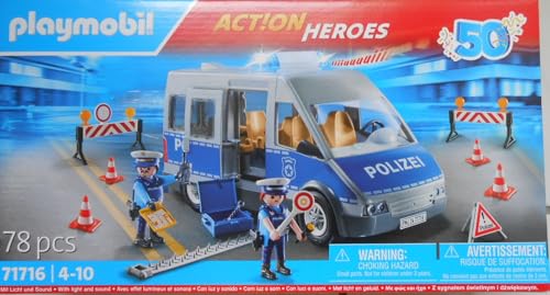 PLAYMOBIL 71716 Polizeibus mit Strassensperre, Edeka, Action Heroes von PLAYMOBIL