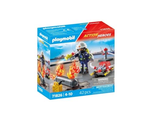 PLAYMOBIL 71826 Feuerwehr-Wasserpumpe und brennender Tank von PLAYMOBIL