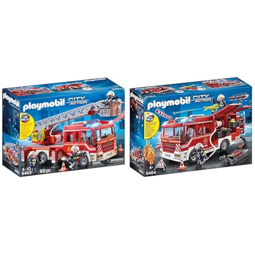 PLAYMOBIL 9463 Spielzeug-Feuerwehr-Leiterfahrzeug & 9464 Spielzeug-Feuerwehr-Rüstfahrzeug von PLAYMOBIL