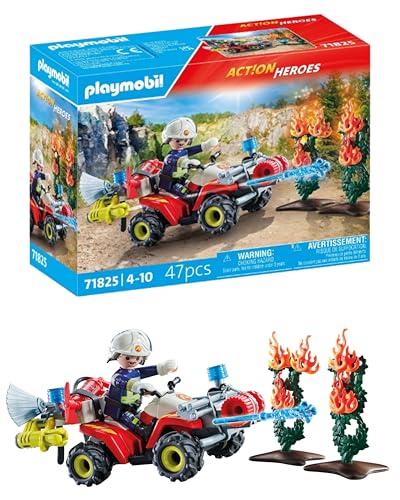 PLAYMOBIL | Action Heroes | Feuerwehr Quad löscht Heckenbrand | Feuerwehrauto | Spielzeug für Kinder ab 4 Jahren | 71825 von PLAYMOBIL