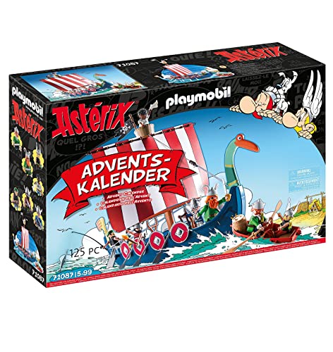 PLAYMOBIL Adventskalender 71087 Asterix: Piraten mit schwimmfähigem Piratenschiff, Beiboot und Comicfiguren, Spielzeug für Kinder ab 5 Jahren von PLAYMOBIL