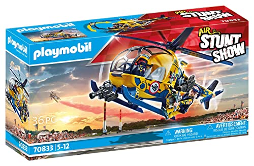 PLAYMOBIL Air Stuntshow 70833 Filmcrew-Helikopter, Spielzeug-Flugzeug mit Crew, Spielzeug für Kinder ab 5 Jahren von PLAYMOBIL