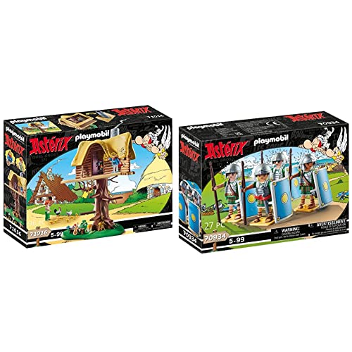 PLAYMOBIL Asterix 71016 Troubadix mit Baumhaus, Spielzeug für Kinder ab 5 Jahren & Asterix 70934 Römertrupp bestehend aus Vier Römern mit Helmen, Schwertern und Schilden von PLAYMOBIL