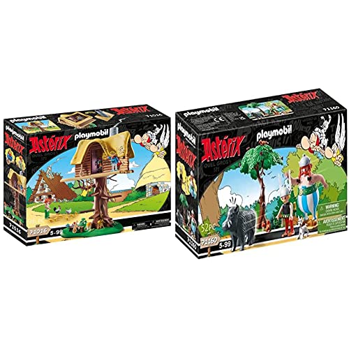 PLAYMOBIL Asterix 71016 Troubadix mit Baumhaus, Spielzeug für Kinder ab 5 Jahren & Asterix 71160 Wildschweinjagd, Mit kippbarem Baum, Spielzeug für Kinder ab 5 Jahren von PLAYMOBIL