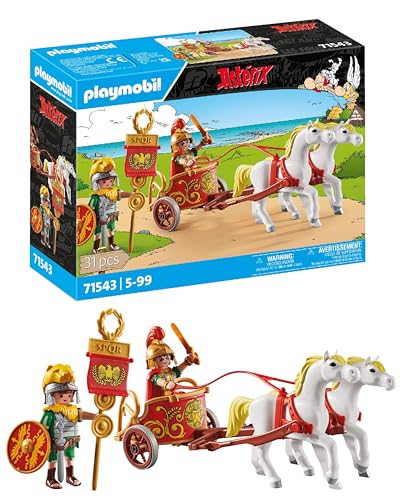 PLAYMOBIL Asterix 71543 Römischer Streitwagen, Reise durch das Land, inklusive Abnehmbarer Helme, Armreifen und Umhang, detailreiches Spielzeug für Kinder ab 5 Jahren von PLAYMOBIL