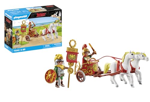 PLAYMOBIL Asterix 71543 Römischer Streitwagen, Reise durch das Land, inklusive Abnehmbarer Helme, Armreifen und Umhang, detailreiches Spielzeug für Kinder ab 5 Jahren von PLAYMOBIL