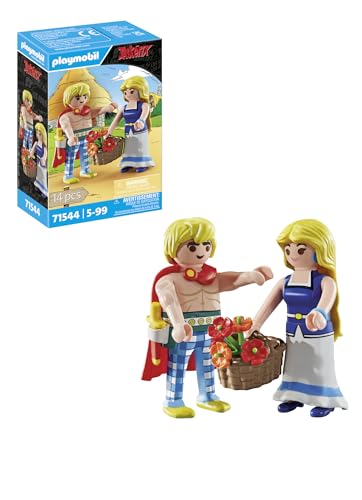 PLAYMOBIL Asterix 71544 Tragicomix und Falbala, verliebtes Paar aus dem Asterix-Universum, inklusive Blumenstrauß, Schwert und mehr, fantasievolles Spielzeug für Kinder ab 5 Jahren von PLAYMOBIL