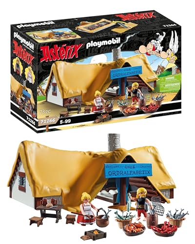 PLAYMOBIL Asterix 71266 Hütte des Verleihnix, Fischhändler Verleihnix und Seine Frau Jellosubmarine, Spielzeug für Kinder ab 5 Jahren von PLAYMOBIL