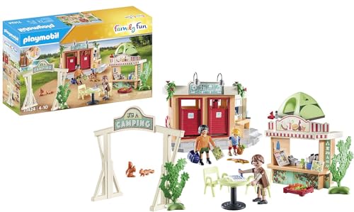 PLAYMOBIL Family Fun 71424 Campingplatz, Camping, Urlaub in der Natur mit Zelt, Küche und Sanitärgebäude, aufregendes Campingabenteuer mit der Familie, Spielzeug für Kinder ab 4 Jahren von PLAYMOBIL