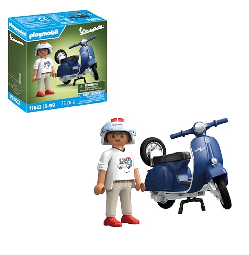 PLAYMOBIL Cars 71622 1969 Vespa 150 Sprint Veloce, Blau, originalgetreues Modell für Sammler und Fans, inklusive vielseitigem Zubehör und abnehmbaren Ersatzrad von PLAYMOBIL