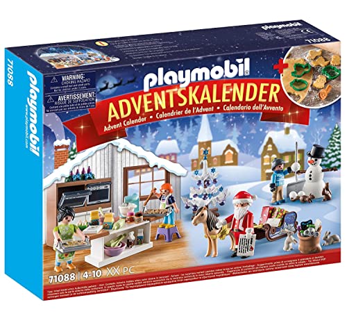 PLAYMOBIL Christmas 71088 Adventskalender für Kinder: Weihnachtsbacken mit Plätzchenformen, Inkl. Spielzeug-Bäckerei, Spielzeug für Kinder ab 4 Jahren von PLAYMOBIL