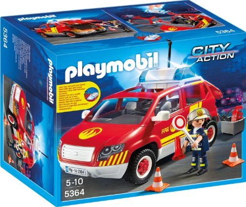 PLAYMOBIL City Action 5364 Brandmeisterfahrzeug mit Licht und Sound, Ab 5 Jahren von PLAYMOBIL